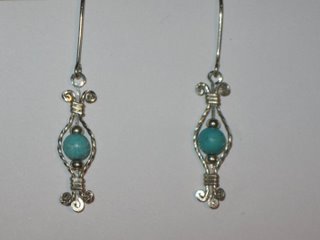 E-23 sterling silver wire with turquoise and sterling silver beads $25.jpg